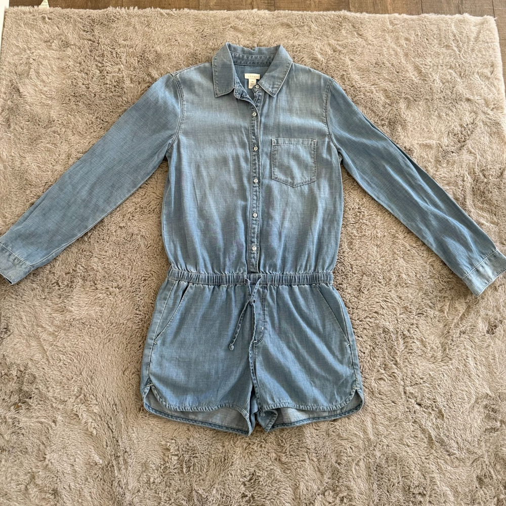 Hinge Romper‎ Shorts Jumpsuit XSmall Blue Jean Denim Western Coastal Cowboy
